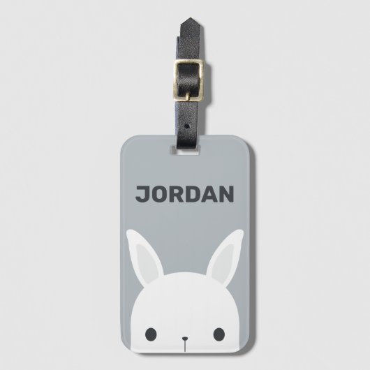 Kute Little Bunny Rabbit met persoonlijke naam Bagagelabel (Voorkant (verticaal))