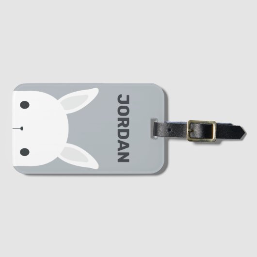 Kute Little Bunny Rabbit met persoonlijke naam Bagagelabel (Voorkant (horizontaal))