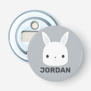 Kute Little Bunny Rabbit met persoonlijke naam Button Flesopener