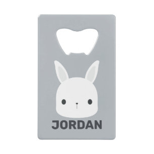 Kute Little Bunny Rabbit met persoonlijke naam Creditkaart Flessenopener