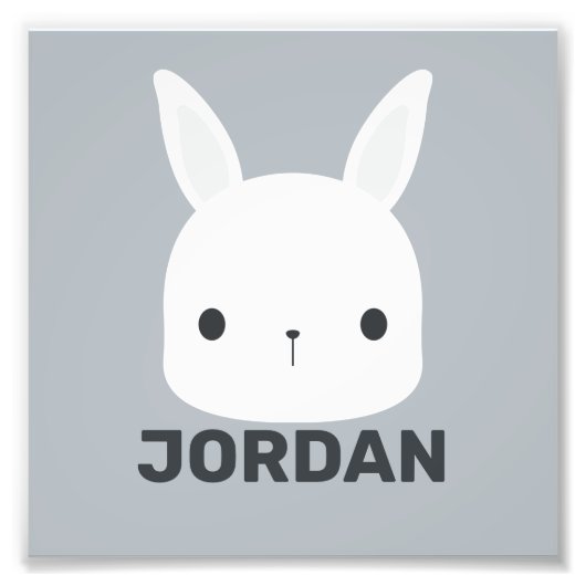Kute Little Bunny Rabbit met persoonlijke naam Foto Afdruk (Voorkant)