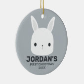 Kute Little Bunny Rabbit met persoonlijke naam Keramisch Ornament (Rechts)