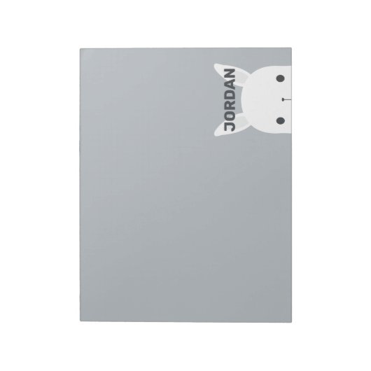 Kute Little Bunny Rabbit met persoonlijke naam Notitieblok (Linkerzijde)