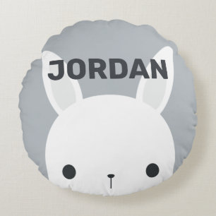 Kute Little Bunny Rabbit met persoonlijke naam Rond Kussen