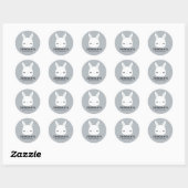 Kute Little Bunny Rabbit met persoonlijke naam Ronde Sticker (Vel)