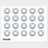 Kute Little Bunny Rabbit met persoonlijke naam Ronde Sticker (Vel)