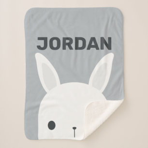 Kute Little Bunny Rabbit met persoonlijke naam Sherpa Deken