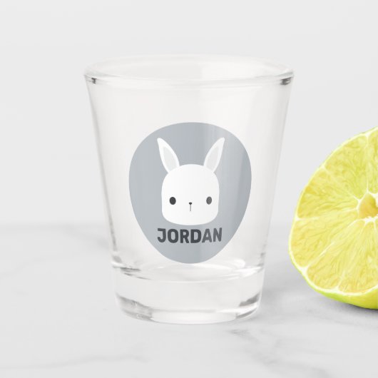 Kute Little Bunny Rabbit met persoonlijke naam Shot Glas (Voorkant)