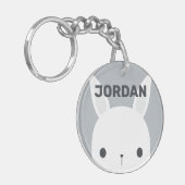 Kute Little Bunny Rabbit met persoonlijke naam Sleutelhanger (Voorkant Links)