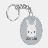 Kute Little Bunny Rabbit met persoonlijke naam Sleutelhanger (Voorkant Links)