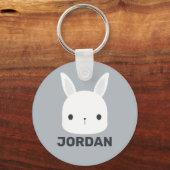 Kute Little Bunny Rabbit met persoonlijke naam Sleutelhanger (Voorkant)