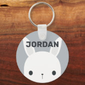 Kute Little Bunny Rabbit met persoonlijke naam Sleutelhanger (Voorkant)