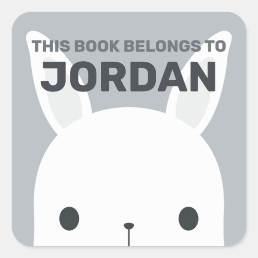 Kute Little Bunny Rabbit met persoonlijke naam Vierkante Sticker (Voorkant)