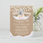 Kute Little Bunny Rustic Kraft First Birthday Kaart (Staand voorkant)