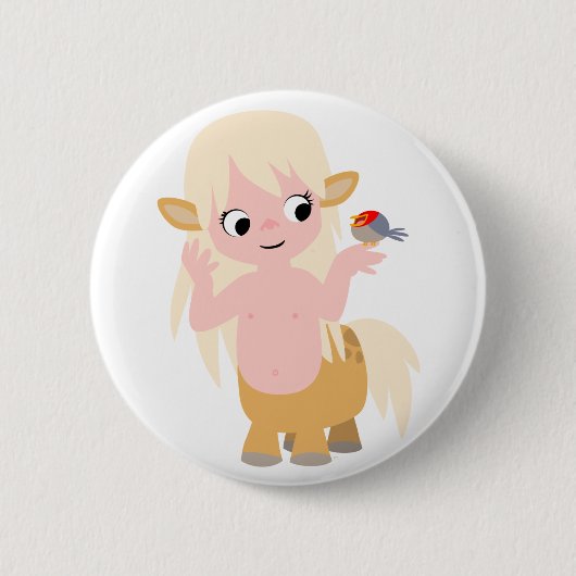 Kute Little Cartoon Centauress Button Badge (Voorkant)