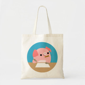 Kute Little Cartoon Pig "Writer's Block" Bag Tote Bag