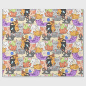 Kute Little Cats Pattern Cadeaupapier (Vlak)