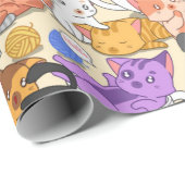 Kute Little Cats Pattern Cadeaupapier (Rol Hoek)