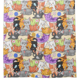 Kute Little Cats Pattern Douchegordijn