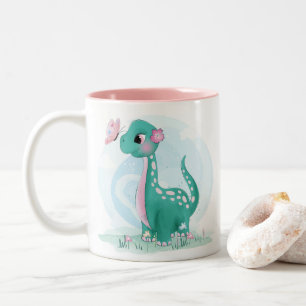 Kute Little Dinosaur met Butterfly Mok