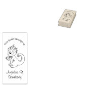 Kute Little Dragon die een Cup-keukenbord houdt Rubberstempel (Gestempeld)