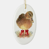 Kute Little Duck in Red Rubber Boots Fun Keramisch Ornament (Rechts)