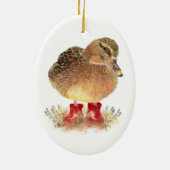 Kute Little Duck in Red Rubber Boots Fun Keramisch Ornament (Achterkant)