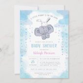 Kute Little Elephant & Baby Bunny Baby Boy Shower Kaart (Voorkant)