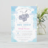 Kute Little Elephant & Baby Bunny Baby Boy Shower Kaart (Staand voorkant)
