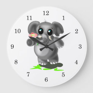 Kute Little Elephant met Flower - Sweet Grote Klok