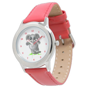 Kute Little Elephant - Red Horloge