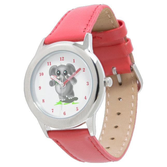 Kute Little Elephant - Red Horloge (Gekanteld)