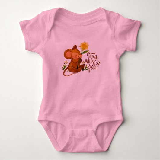 Kute Little Field Mouse Holding Yellow Flower Romper (Voorkant)