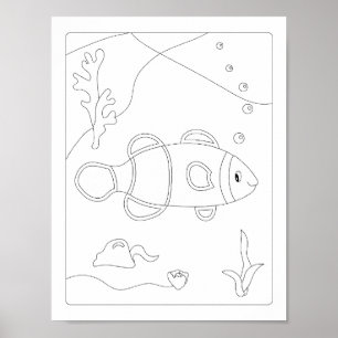 Kute Little Fish Antistress Colour book Poster