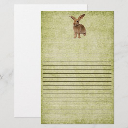 Kute Little Floppy Bunny- Stationery Briefpapier (Voorkant / Achterkant)