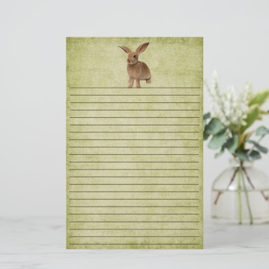 Kute Little Floppy Bunny- Stationery Briefpapier (Staand voorkant)