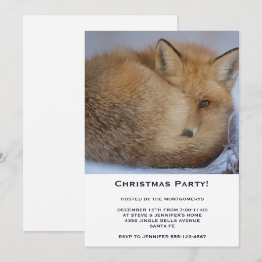 Kute Little Fox die in een all Xmas party is gekro Kaart (Voorkant / Achterkant)