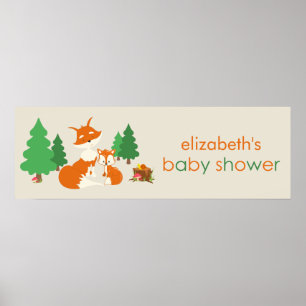 Kute Little Fox en mama Baby shower Banner Poster