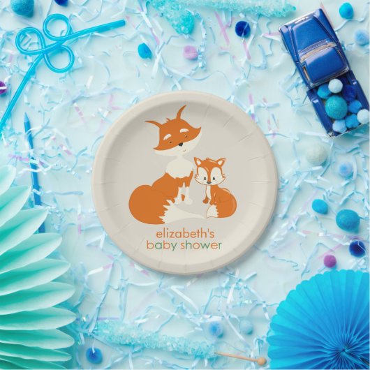 Kute Little Fox en mama Baby shower Paper Bord (Feest)