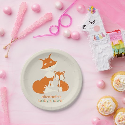 Kute Little Fox en mama Baby shower Paper Bord (Feest)