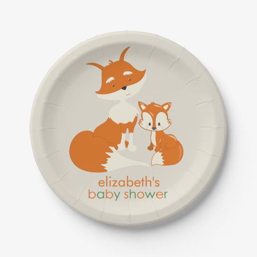 Kute Little Fox en mama Baby shower Paper Bord (Voorkant)