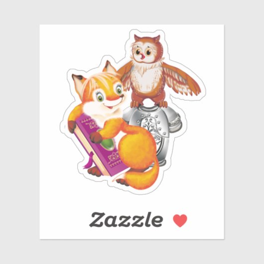 Kute Little Fox en Owl Sticker (Vel)