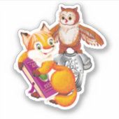 Kute Little Fox en Owl Sticker (Voorkant)