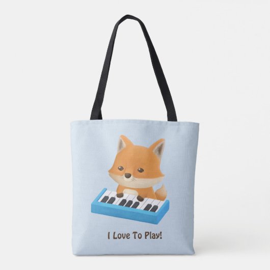 Kute Little Fox houdt van Piano Kinder Canvas tas (Achterkant)