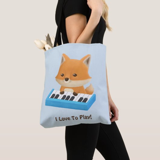 Kute Little Fox houdt van Piano Kinder Canvas tas (Dichtbij)