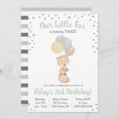 Kute Little Fox met Balloons Birthday Party Kaart (Voorkant / Achterkant)