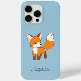 Kute Little Fox op Blue iPhone 15 Pro Max Hoesje