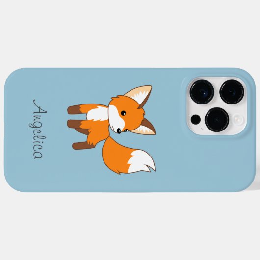 Kute Little Fox op Blue Case-Mate iPhone Case (Achterkant (horizontaal))