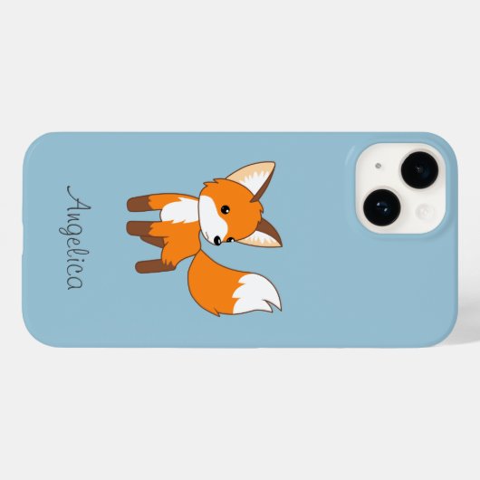 Kute Little Fox op Blue Case-Mate iPhone Case (Achterkant (horizontaal))