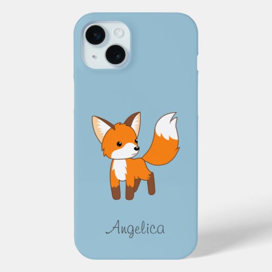Kute Little Fox op Blue Case-Mate iPhone Case (Achterkant)